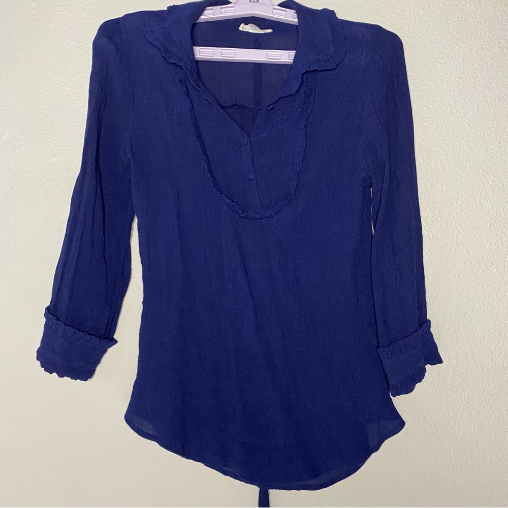 Mine | Women’s Blue Long Sleeve Blouse Size L